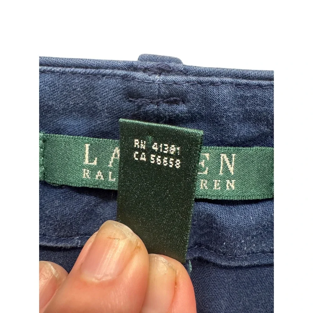 Lauren Ralph Lauren Navy Blue Chino Shorts Flat Front Size 16